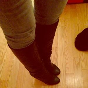 Black high heel boot