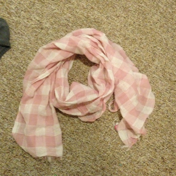 Pink and white plaid scarf