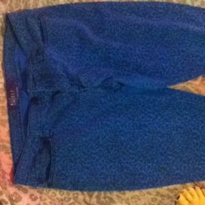 Blue and black cheetah print skinny jeans