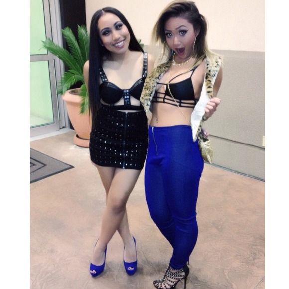 BLUE HIGH WAISTED COTTON PANTS.