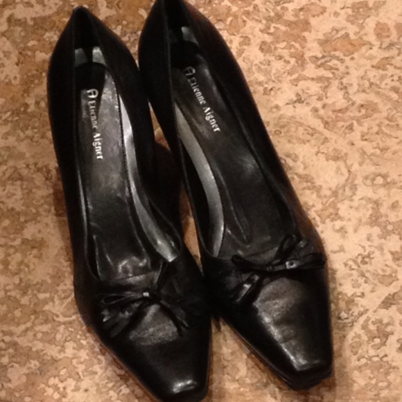 Black leather shoes.