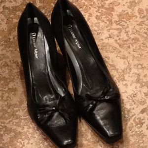 Black leather shoes.