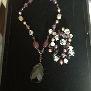 Gray purple & silver necklace