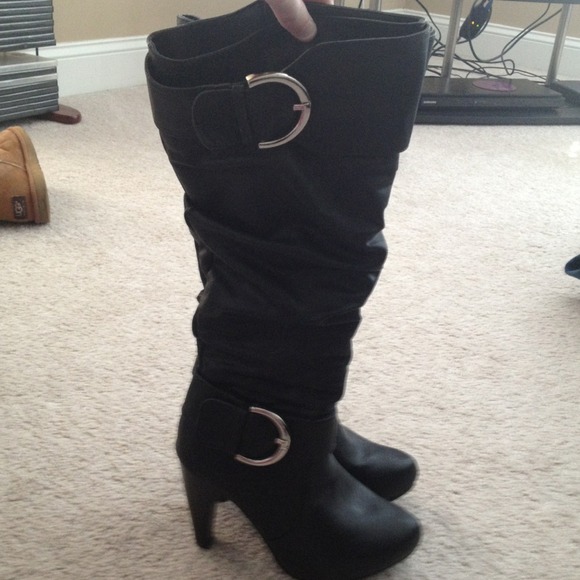 Faux leather high heel boots!