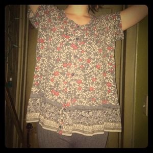 Grey oversized floral tee