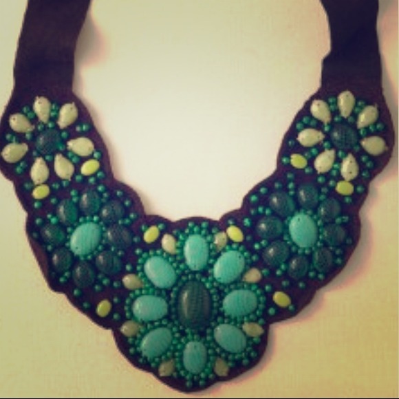 Stella and Dot beaded brown suede necklace.