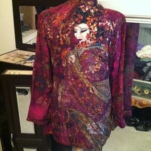 Stunning Asian inspired Chico's button top