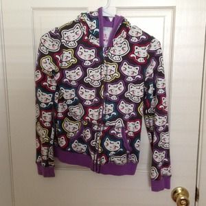 Adorable kitten zip-up hoody sweatshirt