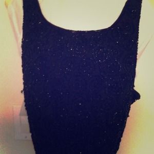 Floor length black prom dress with beading