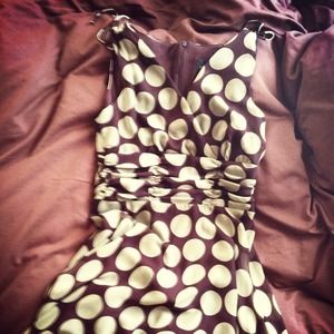 Brown and mint polka dot sleeveless  dress