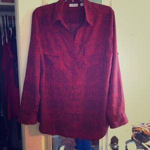 Red "snakes skin" pattern tunic, large size