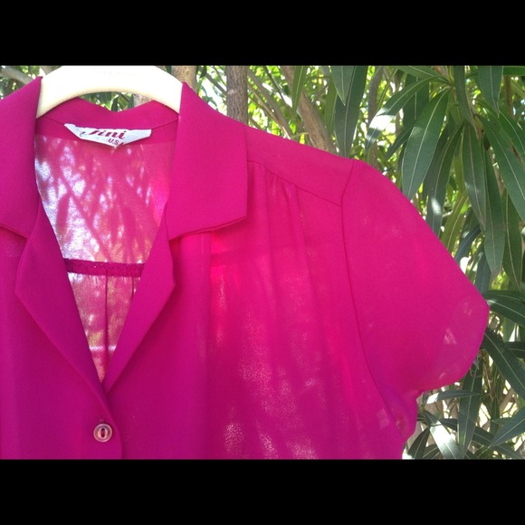 Vintage Magenta Sheer Blouse - Picture 2 of 4