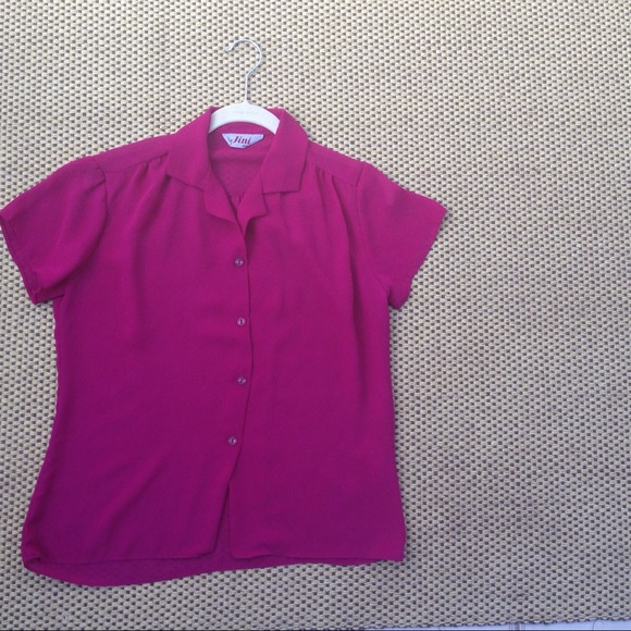 Vintage Magenta Sheer Blouse - Picture 3 of 4