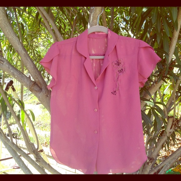 Vintage sheer blouse rose