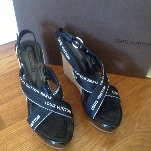 Louis Vuitton wedge sandals black - Picture 1 of 4