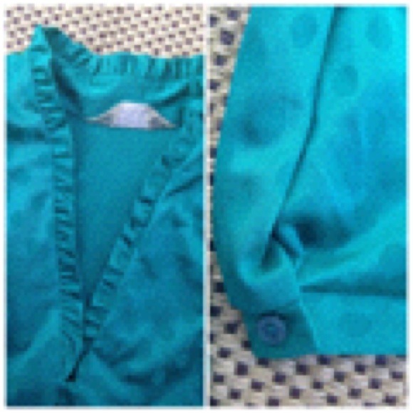 Teal polka dot vintage blouse - Picture 2 of 2