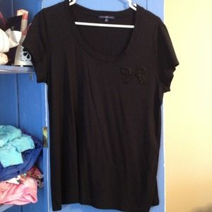 Gap Black Beaded Bow embellisment Tee