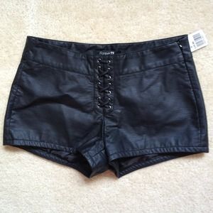 Black (forever 21) Leather Shorts - size Medium