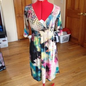 V-neck Floral design dress, NEW