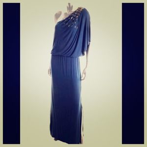 Beautiful Grecian Beaded One Shoulder Gown!