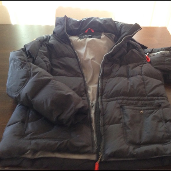 Down winter jacket with hood