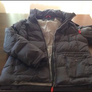 Down winter jacket with hood