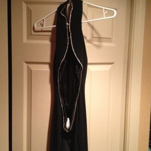 Rhinestone cutout floor length black gown size 7