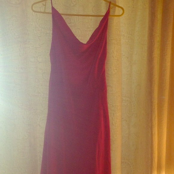 Floor length hot pink gown low back *DAMAGED