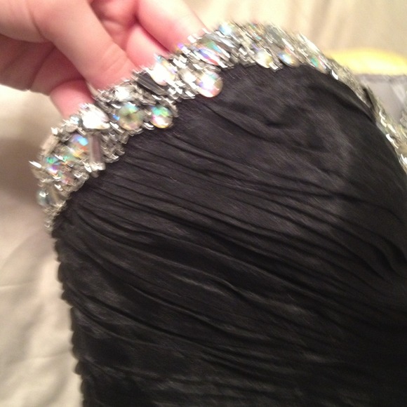 Black Prom Dress with jewels at top - Picture 3 of 4