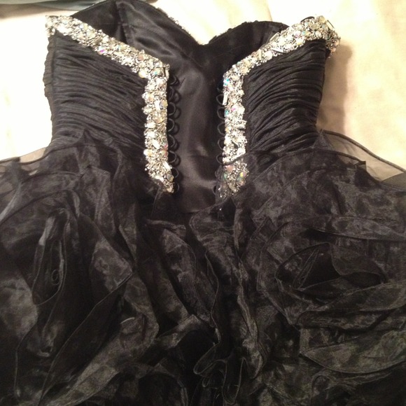 Black Prom Dress with jewels at top - Picture 4 of 4