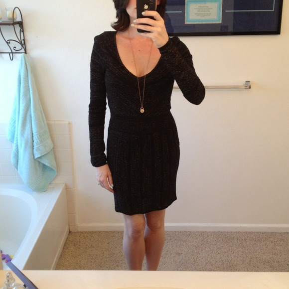 Guess Dresses & Skirts - Guess black dress w/gold and silver accent thread