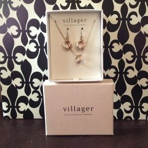 Tri Color Metals Earring & Necklace set