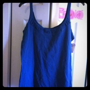 Greenish blue tank top w/ scrunched look @ bust