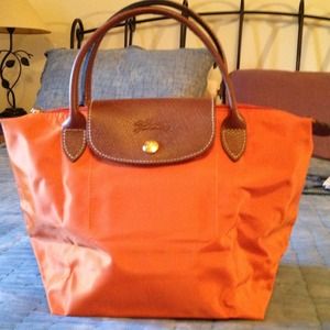 Authentic small Orange Le Pliage  tote