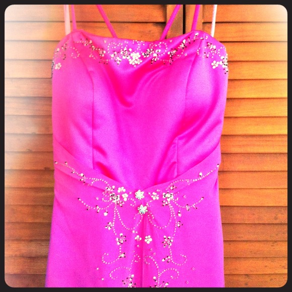 Pink prom dress with sash