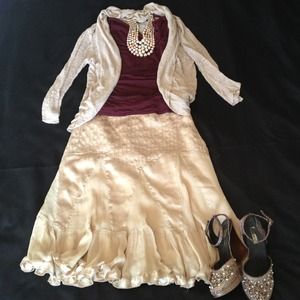 🚫Reserved🚫Banana Republic Gold Ruffle Skirt