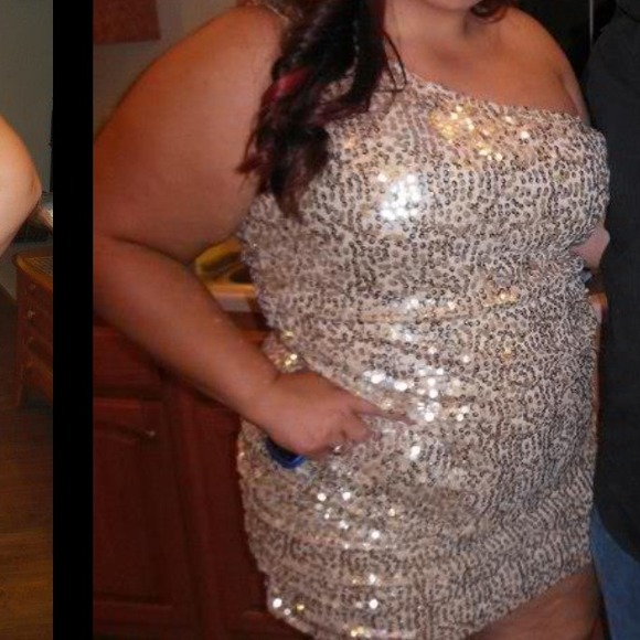 Gold one shoulder dress