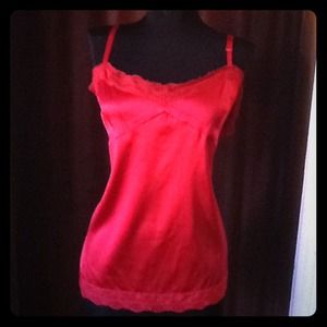 NWOT Sweet Lily STRETCH SILK red lace top