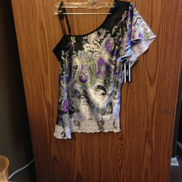 NWT!  A.Byer purple print one shoulder top