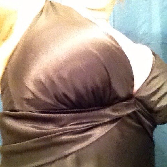 Black satin dress. ABS by Allen Schwartz. - Picture 3 of 4