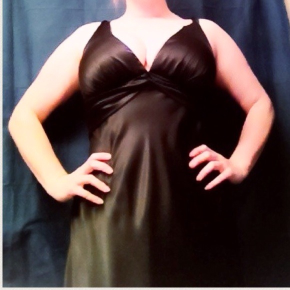 Black satin dress. ABS by Allen Schwartz. - Picture 4 of 4