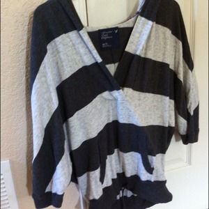 White & Grey striped sweater