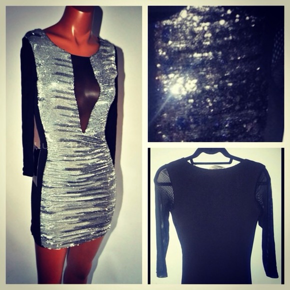 Sequin Mesh bebe Dress Size XS