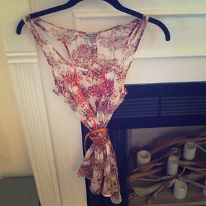 Floral tank with neon pink piping