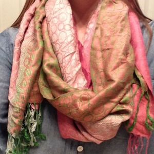 Pink and green pashmina scarf!
