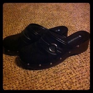 Brown studded clogs