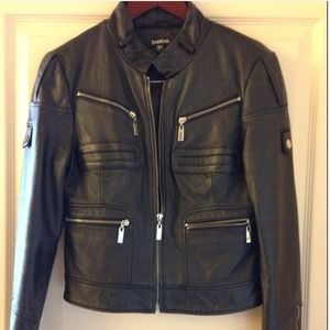 Bebe black leather jacket! NWOT