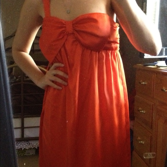 ✂Reduced✂Orange Gianni Bini cocktail Bow Dress - Picture 2 of 3