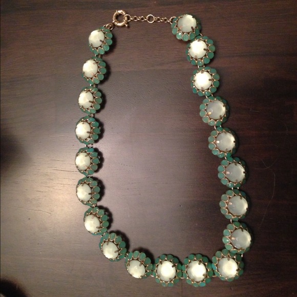 J Crew cupcake rhinestone green statement necklace