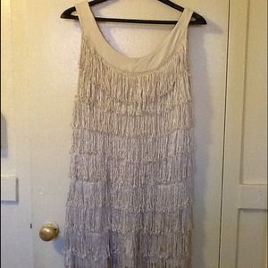 Beige fringe dress size m